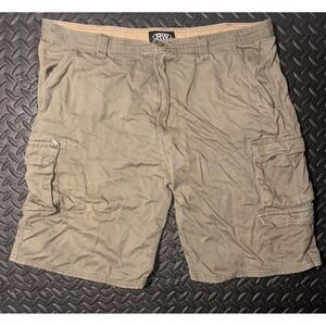 Rugged Wear Mens Cargo Shorts 42 Olive Green Cotton Twill Multi Pocket 16000MEN
